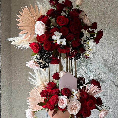Arrangement in Crazy in Red Deluxe Vase 