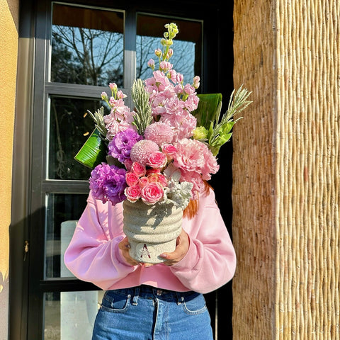 Sweet Pink Symphony Arrangement in Mini Vase