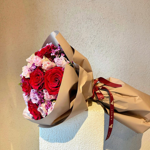 Valentine's Bloom Red Pink Rose Bouquet