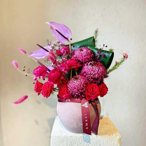 Arrangement in Petite Red Grace Vase
