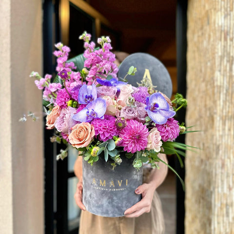 MOM POWER! Arrangement in a Gray Velvet Box