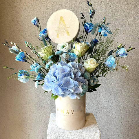 Dreamy Blue Hydrangea in Beige Box