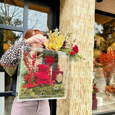 Pera Breeze Bloom Bag Mumlu Pleksi Kutuda Kırmızı Güller